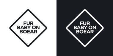 Kürklü bebek tabelasında. bebek araba uyarı işareti sarı ve siyah.