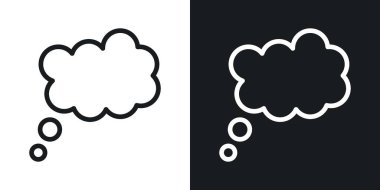 Rüya Bulutu Simgesi Ayarları. Bulut, balon balon vektör sembolünü siyah doldurulmuş ve ana hatlarıyla çizilmiş bir şekilde düşünüyor. Hayal gücü Yüzer İşareti.