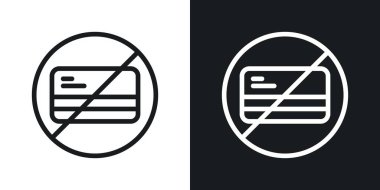 Yasak işareti olan kredi kartı. Banka kartı ödemesi ya da borç yok. Lütfen simge bırakın. Sadece nakit para ikonu. Kredi kartı tabelasını iptal et veya reddet. blok kart simgesi.