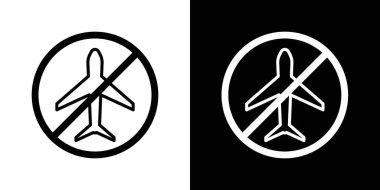 Uçak İmza Simgesi Belirtilmedi. Gökyüzü Uçuş yasaklama vektör sembolünü siyah doldurulmuş ve ana hatlarıyla çizilmiş bir şekilde yasakla. Gökyüzü Sınırı İşareti.