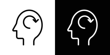 Bellek Anımsama Simgesi Ayarları. Geçmişe dönüş vektör sembolünü siyah doldurulmuş ve özetlenmiş bir şekilde anımsa. Zihin Değerlendirme İmzası.