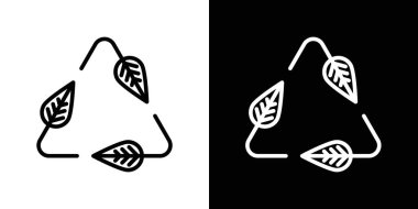 Eko Geri Dönüşüm Simgesi Seti 'ni bırakır. Eko Logo Döngüsü Vektör Sembolü Siyah Dolu ve Özet Tarzı. Yenilenebilir Döngü İşareti.