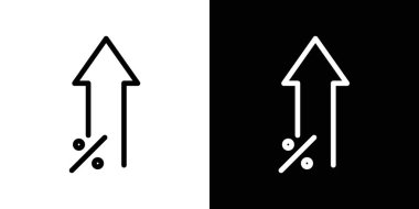 Faiz Büyüme Simgesi Kümesi. Siyah Doldurulmuş ve Özetlenmiş Biçimli Kâr Oranı Vektör Sembolünü Artır. Finansal Yüksek Marj İşareti.