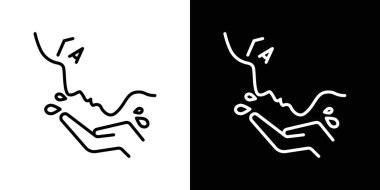 Yüz yıkama ikonu seti. Dace 'i su vektörü sembolüyle yıkayan kadın. Temizleme yüz kozmetik işareti.