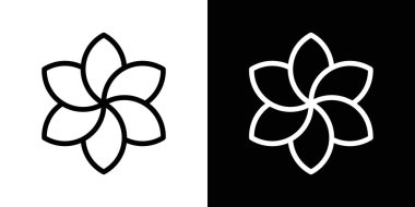 Araliya Flower Icon Set. Flower Plumeria Frangipani Exotic Vector Symbol in a Black Filled and Outlined Style. Tropical Essence Sign. clipart