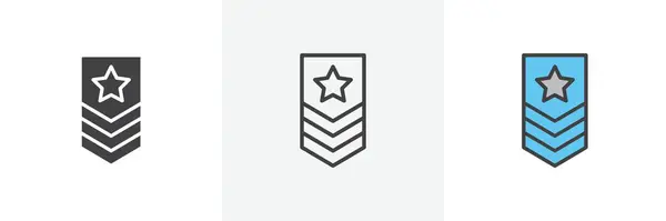 Conjunto Iconos Insignia Rango Militar Rango Símbolo Vectores Ejército Insignia — Vector de stock