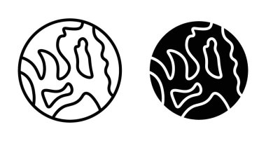 Dünya ikonu seti. Dünya coğrafya vektör sembolü. Dünya piktogramı. Siyah doldurulmuş ve özetlenmiş biçimdeki uluslararası veya küresel simge.