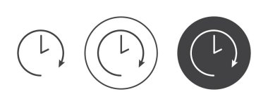 Zaman ileri simgesi ayarlandı. Bekle zaman vektör sembolü. Gelecekteki zaman işareti. Siyah doldurulmuş ve özet biçimli ileri zaman simgesi.