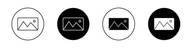 Resim simgesi seti. fotoğraf vektör sembolü. Galeri web tabelası. resim resimlerini siyah doldurulmuş ve ana hatları çizilmiş bir şekilde görüntüle.