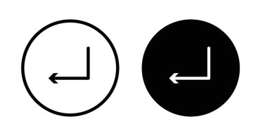 Simge setini girin. Giriş oku vektör sembolü. bilgisayar giriş düğmesi siyah doldurulmuş ve özet biçimi.