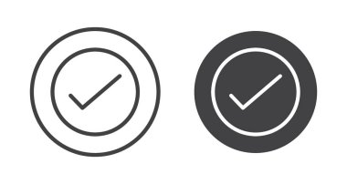 Simge ayarlandı. İşaretli vektör sembolü. İşaretleme işaretini kabul et, onayla veya tamamla. sağ işaretleme düğmesi siyah doldurulmuş ve özet biçimi.