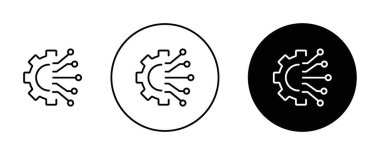 Simge seti dönüştür. iş fintech sistem vektör sembolü. Mühendislik yeteneği evrimi. Siyah doldurulmuş ve özetlenmiş dijital veri teknolojisi simgesi.