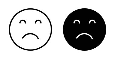 Üzücü ikon seti. mutsuz yüz emoji vektör sembolü siyah doldurulmuş ve çizilmiş biçimle.