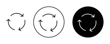 Geri dönüşüm simgesi seti. Atık madde ok vektör sembolünü yeniden kullan. Kağıt paket ok işaretini siyah doldurulmuş ve özet biçiminde geri dönüştür.