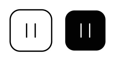 Simge duraklat. Video ya da müzik düğmesi vektör sembolünü siyah doldurulmuş ve özetlenmiş şekilde durdur.