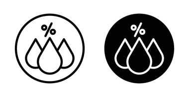Nem simgesi ayarlandı. Su yüzde vektör sembolü. ev havası, nemli piktogram. Hava Nem İşareti.