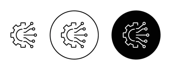 Simge seti dönüştür. iş fintech sistem vektör sembolü. Mühendislik yeteneği evrimi. Siyah doldurulmuş ve özetlenmiş dijital veri teknolojisi simgesi.