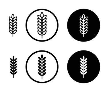 Buğday ikonu seti. un yulaf vektör sembolü. Beslenme tahıl işareti. Malt bitkisi işareti. mısır gevreği tüm bitki simgesi doldurulmuş ve ana hatlarıyla çizilmiş.