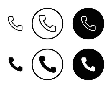 Telefon simgesi ayarlandı. Çalan telefon vektör sembolü. Telefon işaretini destekle.