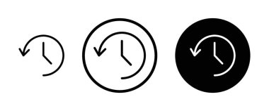 Geçmiş zaman simgesi seti. Son tarayıcı geçmişi vektör sembolü. Geçmiş gün imzası.