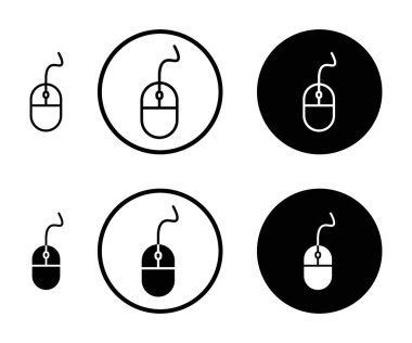 Fare simgesi seti. pc tel fare aygıtı vektör sembolü siyah doldurulmuş ve çizilmiş biçimdedir.