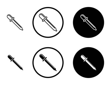 Göz damlası ikonu hazır. pipette vektör sembolü. Göz damlası işareti. Yağ damlası simgesi. Siyah doldurulmuş ve özetlenmiş kimyasal toplayıcı sembolü.