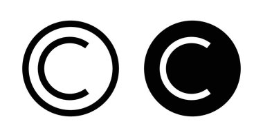 Telif hakkı simgesi seti. ticari marka telif hakkı C rezerve vektör sembolü. İşletme lisansı C harfi. Telif Hakları Koruma Yasası Siyah doldurulmuş ve ana hatlarıyla C işareti.