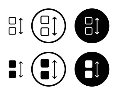 Uygulama sıralama simgesi seti. Alfabe sırası vektör sembolünü düzenle. alfabetik düzenleme düğmesi pictogram siyah doldurulmuş ve özet biçimi.