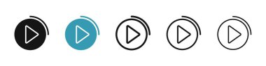 Simge setini oynat. Video oynatma düğmesi vektör sembolü. ses ortamının düğmelerini çalmaya başla.