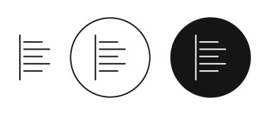 Sol simge ayarlandı. yazı tipi sol hizalama düğmesi siyah doldurulmuş ve özet biçimi.