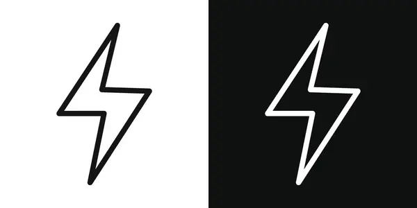 Şimşek simgesi seti. Güç enerjisi yıldırım vektör sembolü. Elektrik akımı resim grafiği.