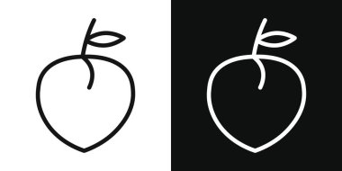 Peach icon set. apricot fruit vector symbol. butt sign in black filled and outlined style.