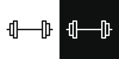 Spor salonu ikonu seti. dambıl ağırlığı vektör sembolü. Fitness dayanıklılık egzersiz ağırlığı dambıl işareti siyah doldurulmuş ve ana hatlı stil.