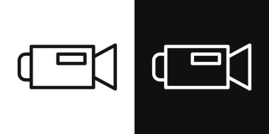 Kamera simgesi ayarlandı. Video kamera vektör sembolü. Video kayıt düğmesi. video kaydedici işareti siyah doldurulmuş ve özet biçimi.