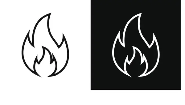 Alev ikonu hazır. Isı işareti. ateş yakma vektör simgesi siyah doldurulmuş ve çizilmiş biçimle.