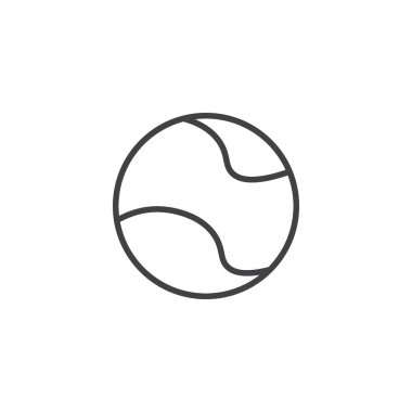 Tenis ikonu seti. Tenis sporu topu vektör sembolü siyah doldurulmuş ve ana hatları çizilmiş şekilde.