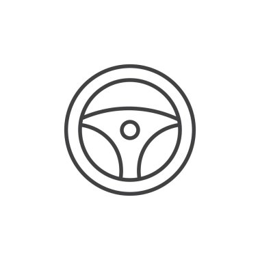 Direksiyon ikonu hazır. kamyon veya araba direksiyon vektör sembolü siyah doldurulmuş ve çizilmiş biçimdedir.