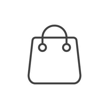 Alışveriş poşeti ikonu seti. Alışveriş merkezinin kağıt torba vektör sembolü. perakende mal plastik çanta pictogram siyah doldurulmuş ve ana hatlı stil.