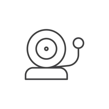 Okul çanı simgesi seti. Ateş çanı vektör sembolü. Acil elektrik alarm halkası tabelası doldurulmuş ve ana hatları çizilmiş.