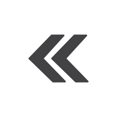 Simge geri sarma ayarlandı. müzik ya da video rewing vektör düğmesi siyah doldurulmuş ve çizilmiş biçimle.