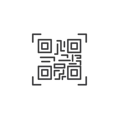 QR kod simgesi ayarlandı. qrcode pictogram 'ı siyah doldurulmuş ve özet biçimle tara.