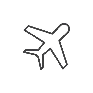 Uçak simgesi ayarlandı. Hava yolculuğu vektör sembolü. Uçak düzlüğü tabelası. Uçuş ikonu uçur. kargo jeti piktogramı siyah doldurulmuş ve ana hatlarıyla çizilmiş.