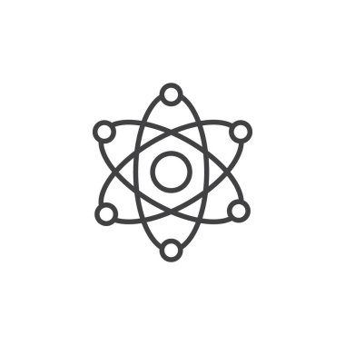 Fizik ikonu seti. Bilimsel atom çekirdeği vektör sembolü. proton, nötron veya elektron yörünge işareti. Siyah doldurulmuş ve özet biçimli çekirdek değer simgesi.