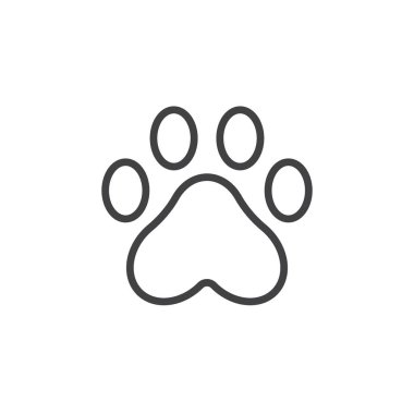 Paw simgesi hazır. Köpek ya da kedi ayak izi vektör sembolü. Siyah doldurulmuş ve ana hatları çizilmiş şirin piyon izi işareti.