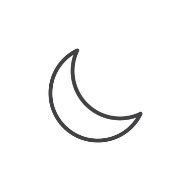 Ay simgesi ayarlandı. Ramazan yarım ay vektör sembolü siyah doldurulmuş ve ana hatlarıyla çizilmiş.