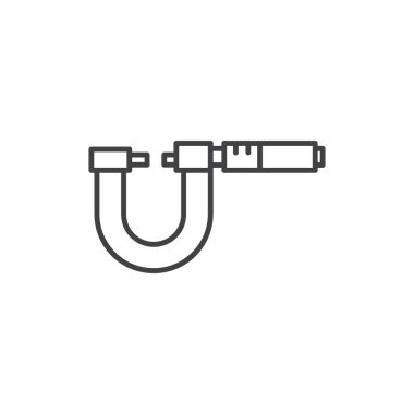 Mikrometre simgesi ayarlandı. Mühendislik endüstrisi çapı ölçüm aracı vektör sembolü. mekanik endüstriyel nesne tam ölçü mikrometre aygıtı işareti.