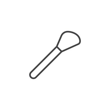 Makyaj fırçası simgesi ayarlandı. Kız güzellik kozmetik yüz kızartıcı fırça aksesuarları vektör sembolü. Makyaj fırçası işareti doldurulmuş ve özet biçimi ile.