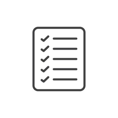 Liste simgesi ayarlandı. Tik vektör sembollü belge oluştur. Kontrol listesi işareti. İşaretli sembollü görev kağıdı.