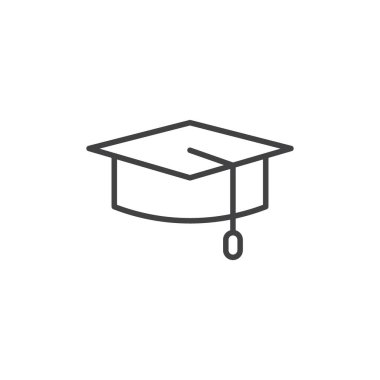 Mezuniyet şapkası simgesi seti. Akademik şapka vektör sembolü. Üniversite eğitimi ya da öğrenci diploması ikonu. üniversite seremonisi eğitim şapkası işareti.