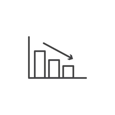 Grafik oku ikon ayarlandı. Aşağıya doğru çizelge vektör sembolünü azalt. Hisse senedi eğilimi grafik aşağı işareti. Negatif ekonomi bar grafiği. Borsa çöküşü simgesi. Siyah dolgulu ve özet biçiminde maliyet veya kar azaltma.